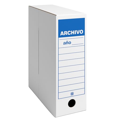 Klink Caja Archivo Plegable Tamaño Folio A4, Cartón Blanco, 2 Posiciones, Montaje Fácil, 36x25x10 cm, Archivador de Documentos Oficinas y Hogar (Pack 5 Uds.)