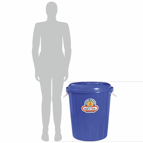 Image of Nayasa Bucket 62 with Lid- 60 Ltrs,Plastic Water Storage Bucket| Unbreakable Multipurpose Storage, Blue