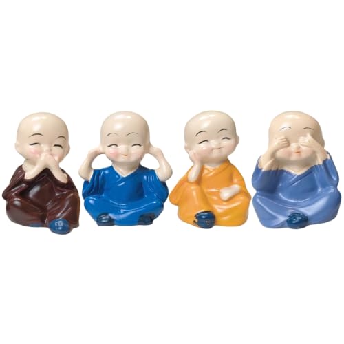 Set de 4 Estatuas de Buda Risueño 1.7 pulg Decoración Zen miniatura 1