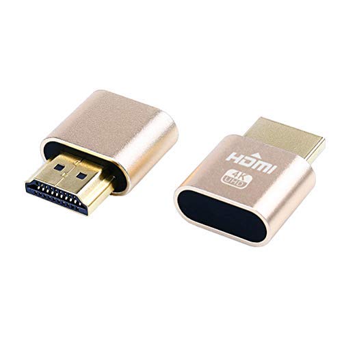 DTECH HDMI Dummy Plug 4K Display Emulator Compatible with Windows Mac OSX Linux Support 4kx2k 2160P 1080p for Computer Desktop (fit-Headless, 2 Pack)