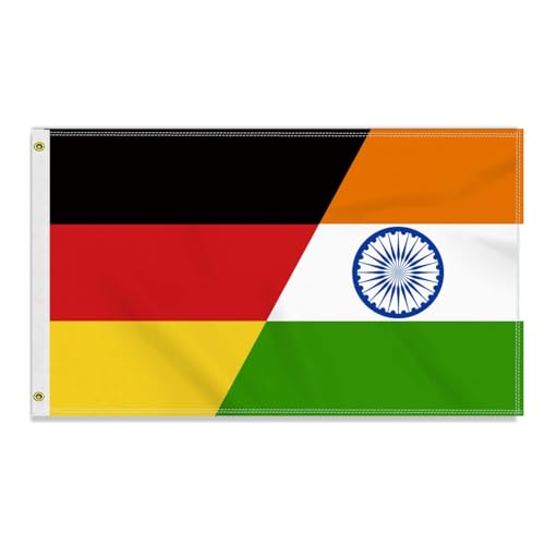 Große 90×150 CM Deutschland Indien Flagge, großes 150D Deutsch Indiens Freundschafts banner,Strapazierfähige Deutschlandfahne Doube-Seitendruck Dekor Messingösen large India