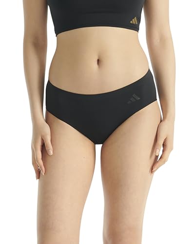 adidas Women's Active Seamless Hipster Underwear 3-Pack, Black, Medium
