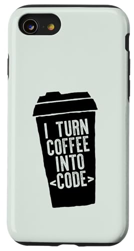I TURN COFFEE INTO CODE Web�f�x���b�p�[�R�[�f�B���O�~�[�� ON �o�b�N �X�}�z�P�[�X iPhone SE (2020) / 7 / 8 �p