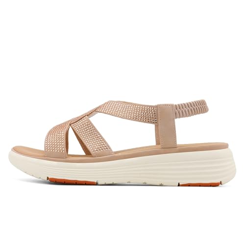 Image of UBFEN Womens Platform Sandals Comfortable Lightweight Walking Ankle Strap Casual Low Wedge Sandals