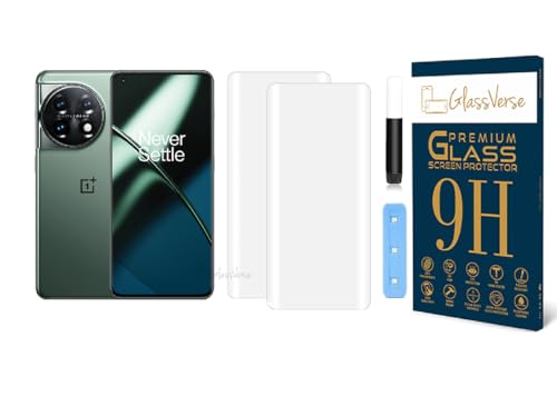 Image of GlassVerse 11 UV Tempered Glass Screen Protector. Pack Of 2 | 3D Curved Edge | 9H Hardness | Full UV Glue with UV Light | Anti-Scratch | Case Friendly | HD Clear. (6.7 Inches)