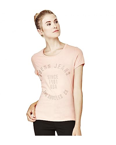 Tee-shirt GUESS femme rose idéal pour un look citadin et décontracté