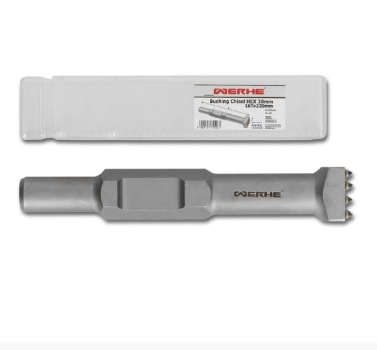 WERHE Bush Hammer HEX30 - 16 Carbide Teeth 220 mm - Robust Chisel for Concrete and Stone Processing - Square - Image 4