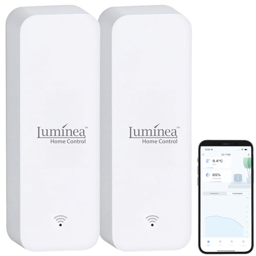 Luminea Home Control Thermometer, Bluetooth: 2er-Set Temperatur- & Feuchtigkeits-Sensoren mit Bluetooth und App (Temperatursensor Elesion...
