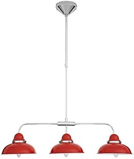 Premier Housewares 3 Light Chrome Ceiling Pendant - Red