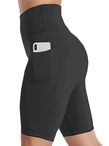 Image of Women's Polyester Stretchable Gym Shorts with Side Pockets High Waist Slim Fit Above Knee Length Activewear Tights Gym Fitness Cycling Running Yoga Shorts for Women