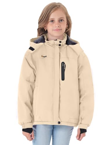 Image of GEMYSE Girl's Waterproof Ski Snow Jacket Hooded Fleece Lined Windproof Winter Jacket