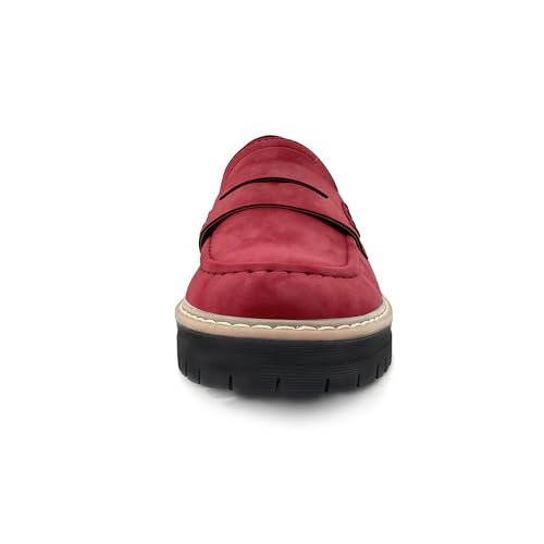 Image of Womens Penny Loafer ShoesSuede Chunky Oxford LUE Sole Comfortable Slip On for Casual Business,Work and Date