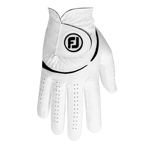 FootJoy Men's WeatherSof Golf Glove, White, Large, Worn on Right Hand