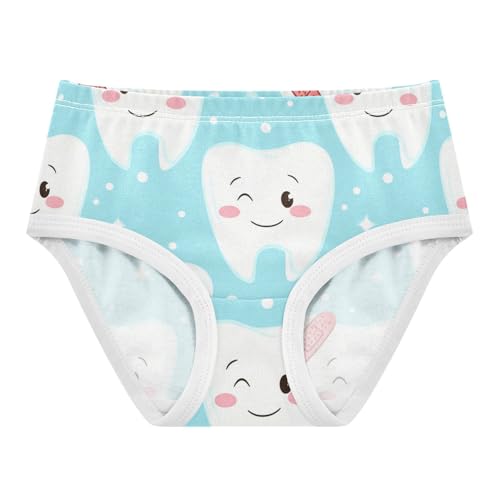 Cotton Toddler Underwear Custom Cute Cartoon Smiling Teeth Blue Panties for Girl Artistic Briefs Kids Undies 2t