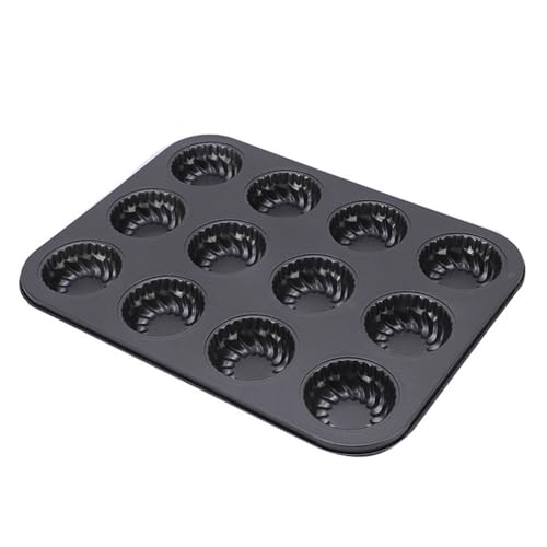 TAIHE Muffinform Blech, Muffin Backform für 12 Muffins, Muffinblech mit Antihaftbeschichtung, Muffinbackform aus Stahlblech, BPA-frei, 35,5 x 26,5 x 3cm, für Cupcakes, Brownies, Basic Baking