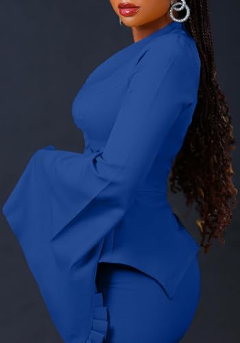 Voghtic Women Peplum Bodycon Pencil Dress Business Office Wear to Work Sheath Dress v Neck Ruffle Sleeve Church Dresses3