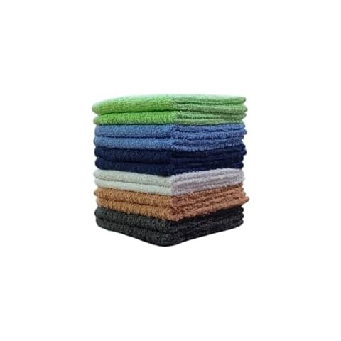 Towel and Linen Mart 100% Cotton - Wash Cloth Set - Pack of 12, Flannel Face Cloths, Highly Absorbent and Soft Feel Fingertip Towels (Multi 12 Mini, Packof 12) 12 x 12 Cover