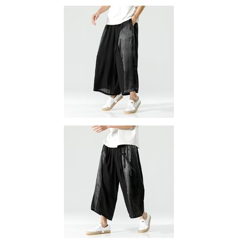 Seidarise Men's Pants Straight Baggy Wide Leg Stretch Elastic Waist Drawstring Relaxed Fit Trousers Pant3