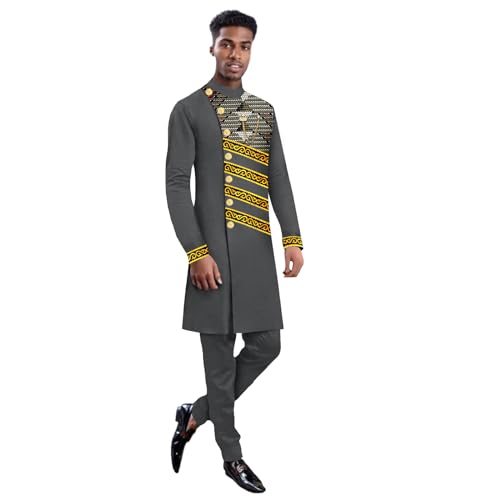 Men`s Suits Slim Fit Single Breasted Print Embroidery Blazer and Trousers Set Bussiness Suit African Clothes