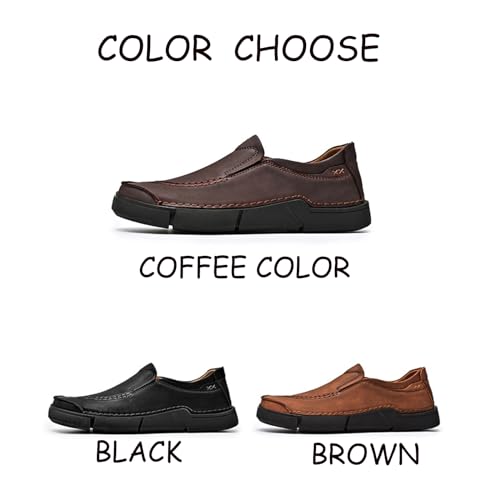 Tokouk Men's Leather Hand-Stitched Slip-on Loafers Comfort Soft Moccasin Daily Flats Driving Walking Shoes Lightweigh Formal Casual Work Shoes2