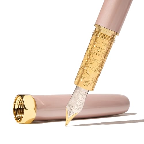 Image of Ferris Wheel Press | Bijou Fountain Pen | Huffin Puff Pink | Double Gold Plated, Sapphire Lacquer Finish | Two-Tone Steel Nib | Fine Nib
