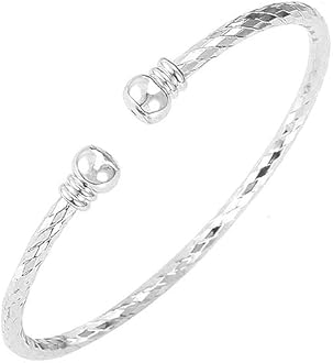 Sterling Silver Bangle Bracelets for Women,Fashion Jewelry Simple Adjustable 925 Silver Cuff Bangles for Women Mom Wife Valentine Mothers Day Gift
