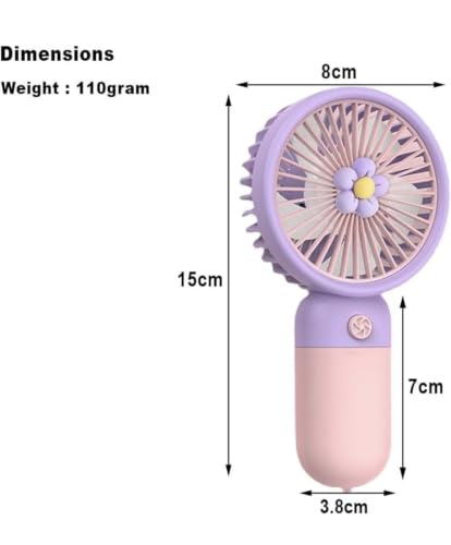 Image of Portable Rechargeable Mini Fan | 400mAh USB Handheld Small Fan with 3 Speed Modes | Silent Personal Pocket Cooling Fan for Travel, Office Desk, Makeup, Kitchen, and Kids (Multicolor)