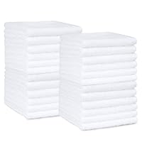 Amazon Basics Waschlappen Set, 100% Baumwolle Extra Saugfähig Schnelltrocknend, 30 x 30 cm, Weiß, 24er-Pack
