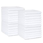 Amazon Basics Fast Drying Cotton Washcloths for Bathroom, Machine Washable, Soft and Highly Absorbent, 12 x 12 in, White, 24-Pack