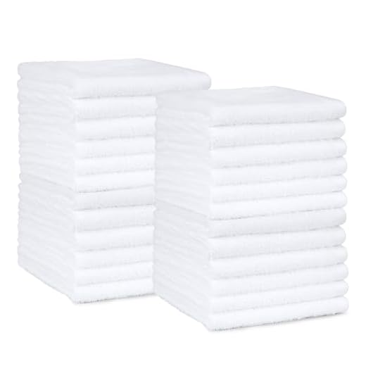 Amazon Basics - Paños de secado rápido, extra absorbentes, algodón de rizo, paquete de 24, color blanco, 12 x 12 pulgadas
