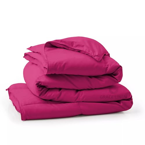 Image of 500 GSM Winter Blanket /Comforter Single Size (60 inchX90 inch) - Unique Design Heavy Winter Quilted Comforter 500 GSM Microfiber Fill -Rajai Single Size - Hot Pink Color