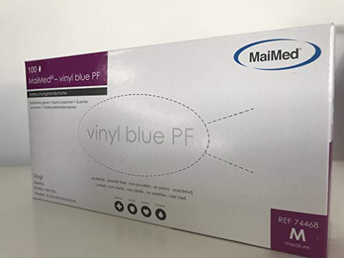 Einmalhandschuhe MAI Med Vinyl Blau Puderfrei Gr. M 1 Box 100 Stück, Latex frei