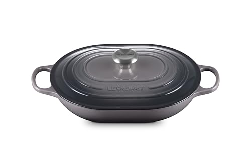 Image of Le Creuset Enameled Cast Iron Oval Casserole with Lid, 3.75 qt., Oyster