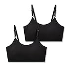 SALIA GIRL Sport Cami Bras for Teens Cotton Training Bras for Girls 12-14 with Adjustable Straps and Fixed Pads, Black, Large