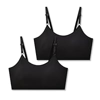 SALIA GIRL Sport Cami Bras for Teens Cotton Training Bras for Girls 12-14 with Adjustable Straps and Fixed Pads, Black, Large