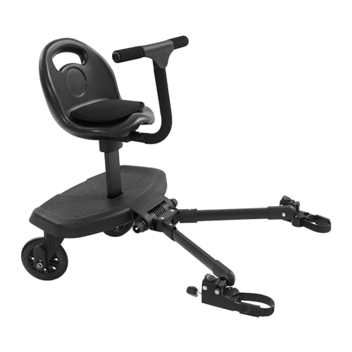 Planche de buggy Board, 110 lbs pour poussette universelle, avec siège, 2 en 1, siège amovible, roues amortissantes rotatives à 360 °, pour 2 à 6 ans