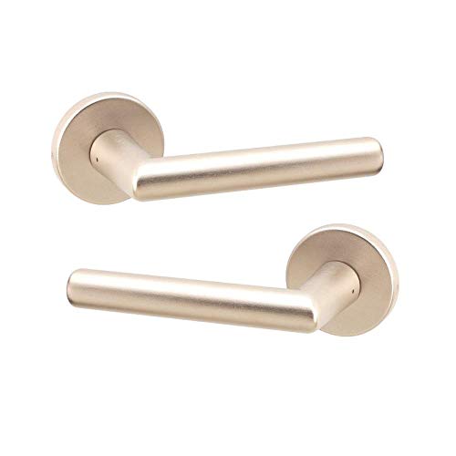 Türgriffe aus satiniertem Nickel, für Innen- und Außentüren, 2 Stück, Urfic Titan-Optik, silberfarben, patentiertes Design, keine Schrauben, gebürsteter Edelstahl, Nickel Cover