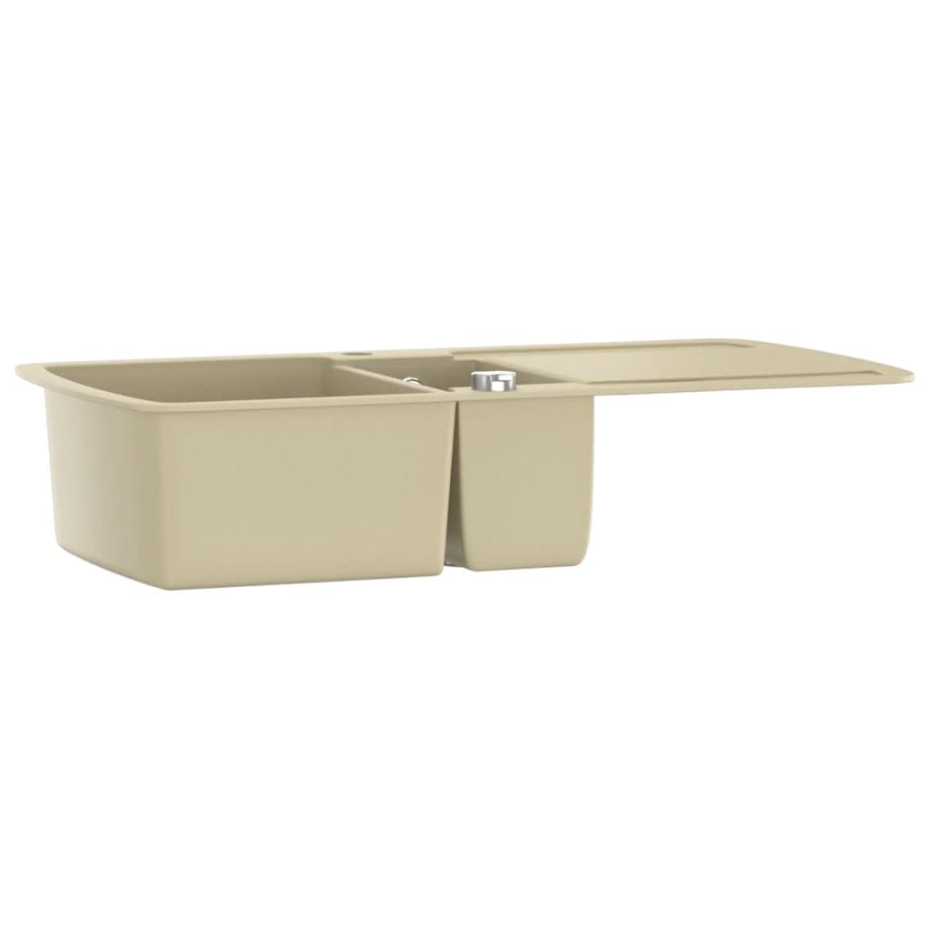 Fregadero de Cocina de Granito con Dos Senos Beige,Lavabos y fregaderos,Fregaderos,29.7kg-144854