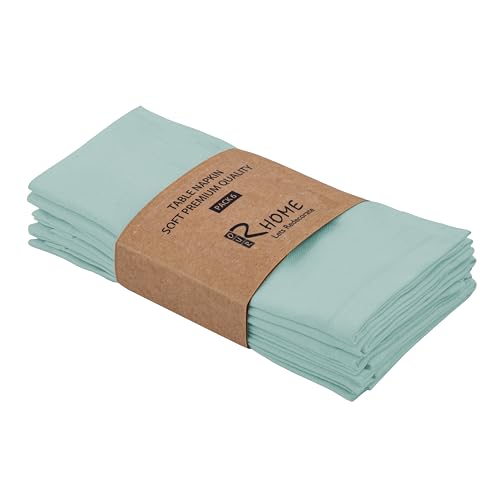 Image of R home Solid Cotton Table Napkins, Soft Cloth Napkins for Dining Table, Reusable & Washable, Ideal for Formal Dining, Cocktail Nights, Weddings, Home Bar & Table Decor (6, Sky Blue)