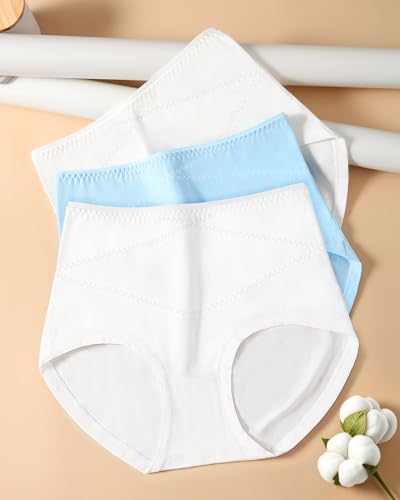 Image of Women's Cotton Underwear,Ladies Soft Stretch Tummy Control Comfy No Muffin Panties Boyshorts
