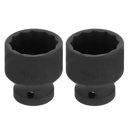 Image of HARFINGTON 2pcs 1 /2 inch Drive x 30mm Shallow Impact Socket 12-Point Metric CR-V Steel Spindle Nut Impact Flip Sleeve for Home Auto Nuts Bolts Repair