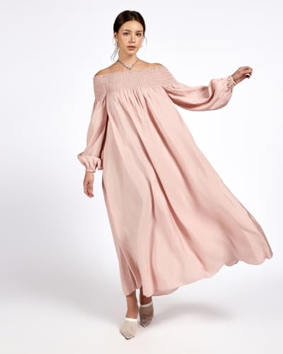 SIXDO G-Pink Raw Loose Dress for Women, Womens 2025 Long Flowy Casual Fall Dress L — view 4