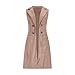 Long Suede Vest Women Sleeveless Notch Lapel Business Casual Open Front Jacket with Pockets Fashion Dressy Blazer S-2XL