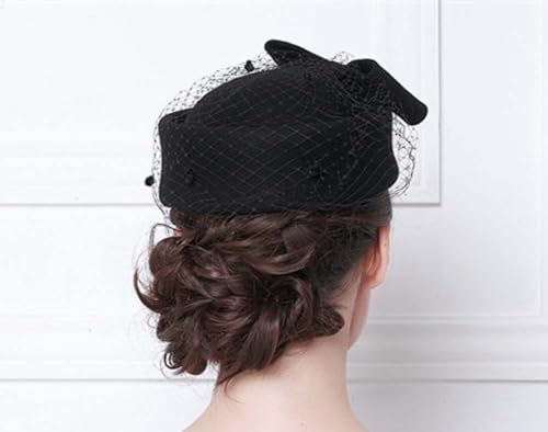 Pillbox Hut Fascinator Baskenmtze Hochzeit Party Zylinder Kirche Wollhut fr Damen