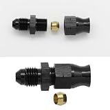 KRD PERFORMANCE 4AN to Fuel Hardline Tube Adapter Fitting - 4AN Male Flare to 1/4 inch (6.3mm) OD Hard Line Tubing Aluminum Black