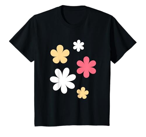 Blumen Retro Blumenshirt rosa gelb weiß Frauen Mädchen T-Shirt