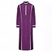 Mens Muslim Gown Shirt Long Sleeved Clothing Lslamic Loose Fashion Arabic Zipper Thobe Shirt Dark Purple