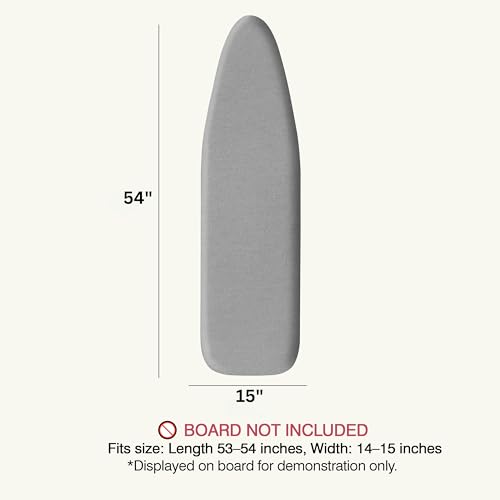 Image of Ironing Board Cover and Pad 15 inchx54 inch Extra Thick Natural Cotton, Scorch and Stain Resistant Padding, Standard Size Iron Board Cover with Fasteners Heavy Duty Elastic Edge, Heatproof Gray