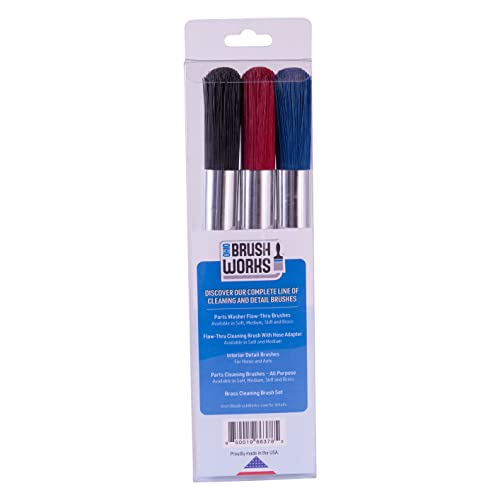 Image of Ohio Brush Works, Parts Cleaning Brush, Handmade in The USA, Home and Auto Use, Solid Ergonomic Wood Handle (3 Pack - Soft, Medium, Stiff)