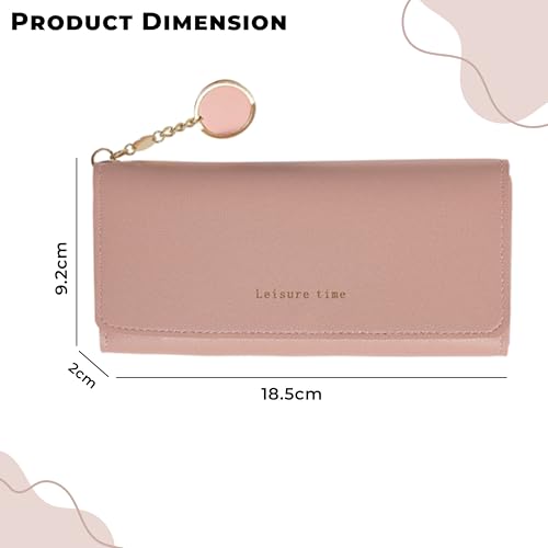 Image of Kraptick Women's Wallet -Excepational Quality Compact Purse Clutch Wallet for Women, Stylish Card Coin Holder, Debit Card Holder, Money Organizer and Travel Wallet for Women with 14 Slots-(Pink)